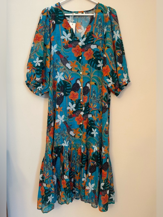Dolma Dresses & Skirts - Dolma Women’s Medium Gauze Cotton Tropical Toucan Print Midi Dress NWT Boho